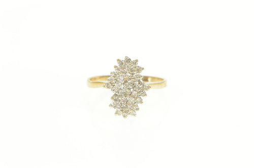 14K 0.50 Ctw Diamond Cluster Vintage Statement Ring Yellow Gold