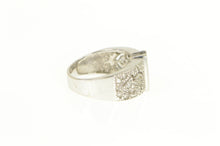 Load image into Gallery viewer, 14K Princess Sapphire Diamond Pave Ornate Band Ring White Gold