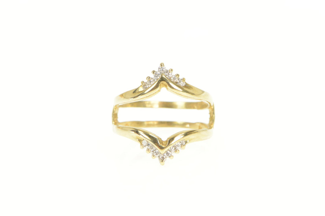 14K 0.21 Ctw Diamond Chevron Wedding Band Guard Ring Yellow Gold