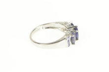 Load image into Gallery viewer, 10K Oval Amethyst Tanzanite Three Stone Vintage Ring White Gold