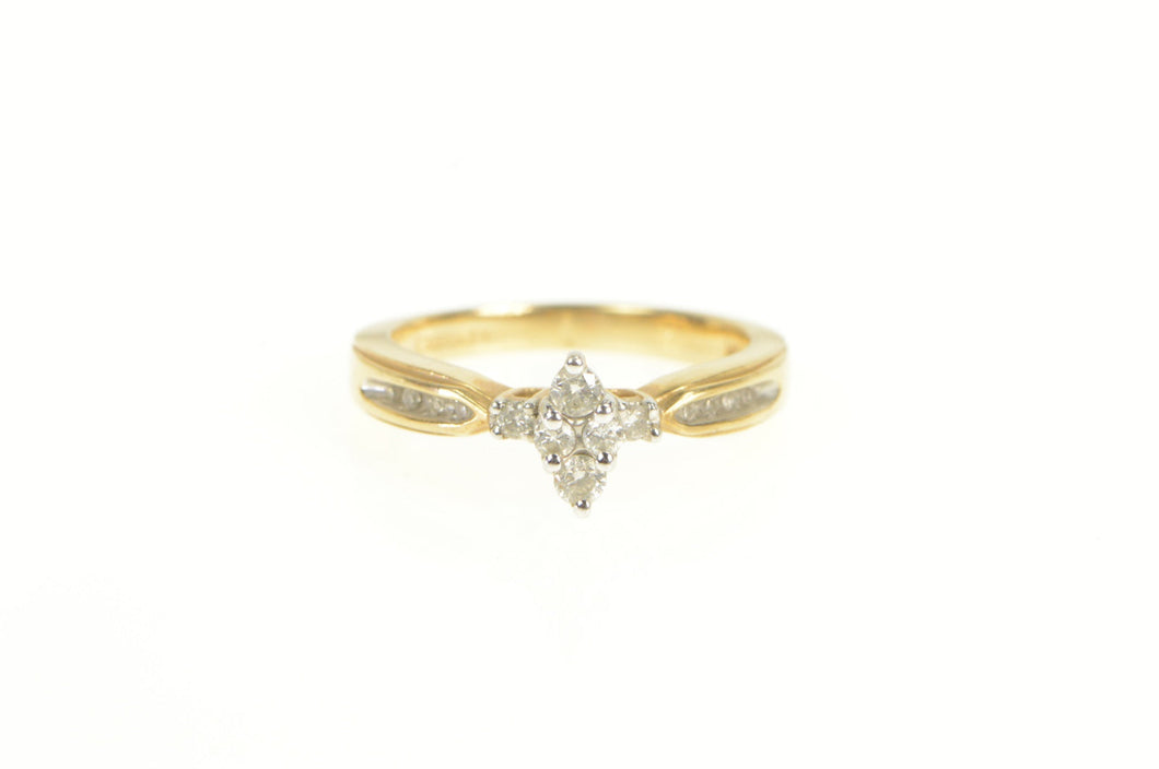 14K Classic Diamond Cluster Promise Engagement Ring Yellow Gold