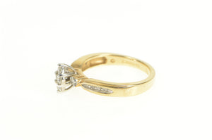 14K Classic Diamond Cluster Promise Engagement Ring Yellow Gold