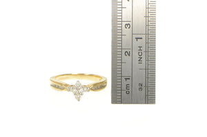 14K Classic Diamond Cluster Promise Engagement Ring Yellow Gold