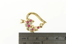 Load image into Gallery viewer, 14K Ruby Diamond Cluster Heart Love Symbol Pendant Yellow Gold