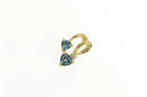 10K Trillion London Blue Topaz Diamond Accent Pendant Yellow Gold