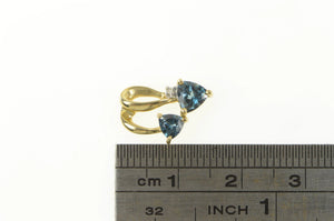 10K Trillion London Blue Topaz Diamond Accent Pendant Yellow Gold