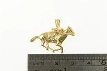 Load image into Gallery viewer, 14K Horse Race Jockey Derby Diamond Cut Charm/Pendant Yellow Gold