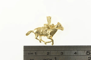 14K Horse Race Jockey Derby Diamond Cut Charm/Pendant Yellow Gold