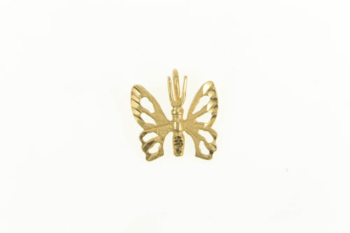 14K Butterfly Diamond cut Change Symbol Pendant Yellow Gold