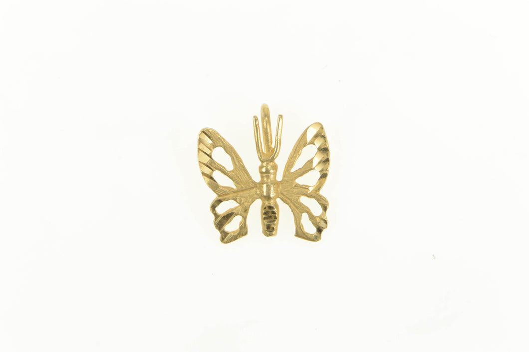 14K Butterfly Diamond cut Change Symbol Pendant Yellow Gold