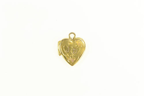 10K J D Monogram Name Initial Heart Photo Locket Charm/Pendant Yellow Gold