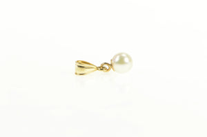 14K Vintage 5.3mm Pearl Classic Simple Pendant Yellow Gold