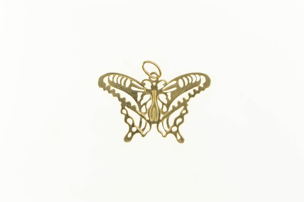 14K Butterfly Diamond Cut Change Symbol Charm/Pendant Yellow Gold