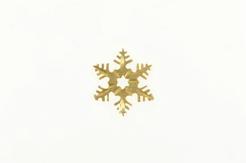 14K Snow Flake Diamond Cut Winter Season Symbol Charm/Pendant Yellow Gold