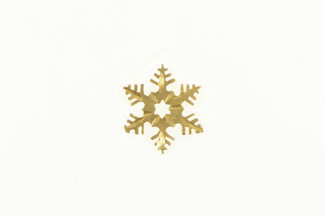 14K Snow Flake Diamond Cut Winter Season Symbol Charm/Pendant Yellow Gold