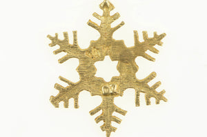 14K Snow Flake Diamond Cut Winter Season Symbol Charm/Pendant Yellow Gold