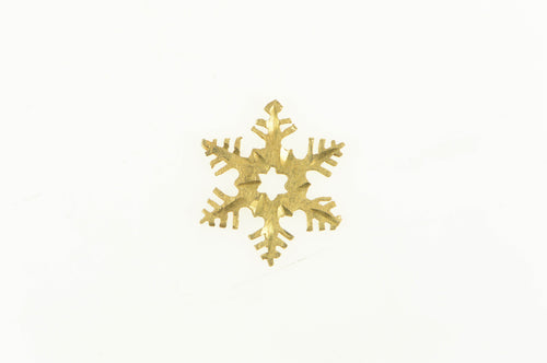 14K Snow Flake Diamond Cut Winter Season Symbol Charm/Pendant Yellow Gold