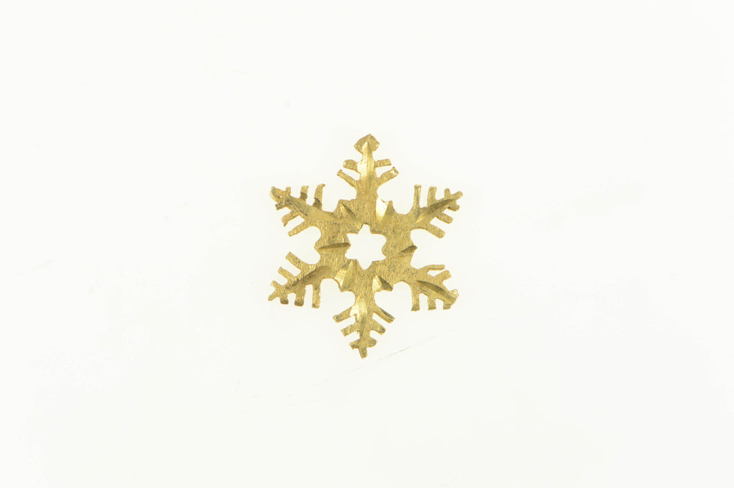 14K Snow Flake Diamond Cut Winter Season Symbol Charm/Pendant Yellow Gold