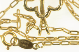 14K Diamond Flower Paperclip Link Daisy Chain Necklace 16" Yellow Gold