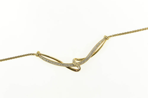 Sterling Silver Diamond Loop Curved Bar Statement Chain Necklace 18