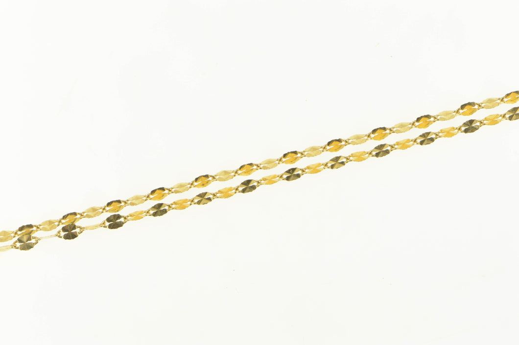 18K 1.8mm Pressed Sparkle Link Vintage Chain Necklace 16.5