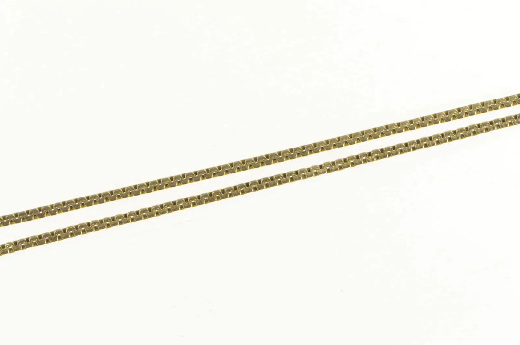 14K 1.3mm Squared Chain Flat Box Link Necklace 19.25