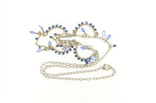 Load image into Gallery viewer, Sterling Silver Blue Beaded Fringe Scalloped Statement Necklace 16.25&quot;