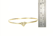 Load image into Gallery viewer, 10K Diamond Heart Love Symbol Oval Bangle Bracelet 7&quot; Yellow Gold