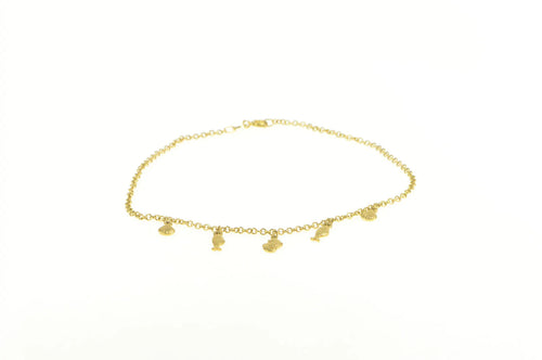 14K Sea Shell Fish Ocean Motif Chain Anklet Bracelet 9.5