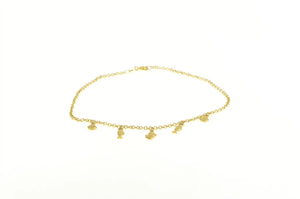 14K Sea Shell Fish Ocean Motif Chain Anklet Bracelet 9.5" Yellow Gold