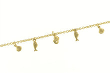 Load image into Gallery viewer, 14K Sea Shell Fish Ocean Motif Chain Anklet Bracelet 9.5&quot; Yellow Gold