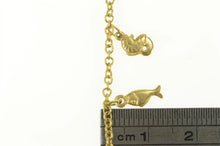 Load image into Gallery viewer, 14K Sea Shell Fish Ocean Motif Chain Anklet Bracelet 9.5&quot; Yellow Gold