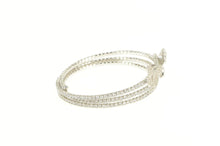 Load image into Gallery viewer, Sterling Silver Pave Encrusted Butterfly Wrap Coil Spiral Bracelet 7&quot;