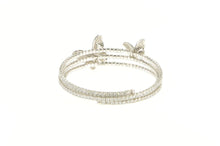 Load image into Gallery viewer, Sterling Silver Pave Encrusted Butterfly Wrap Coil Spiral Bracelet 7&quot;