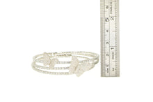 Load image into Gallery viewer, Sterling Silver Pave Encrusted Butterfly Wrap Coil Spiral Bracelet 7&quot;