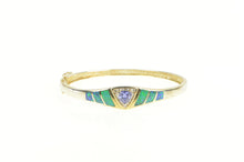 Load image into Gallery viewer, Sterling Silver Trillion Tanzanite Halo Syn. Black Opal Bracelet 6.75&quot;
