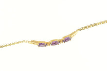 Load image into Gallery viewer, 14K Oval Amethyst Diamond Accent Vintage Chain Bracelet 6.75&quot; Yellow Gold