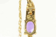Load image into Gallery viewer, 14K Oval Amethyst Diamond Accent Vintage Chain Bracelet 6.75&quot; Yellow Gold