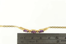 Load image into Gallery viewer, 14K Oval Amethyst Diamond Accent Vintage Chain Bracelet 6.75&quot; Yellow Gold