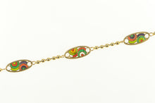 Load image into Gallery viewer, 14K 1960&#39;s Oval Enamel Geometric Circle Chain Bracelet 7.5&quot; Yellow Gold