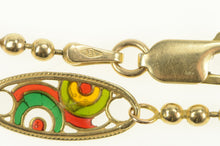 Load image into Gallery viewer, 14K 1960&#39;s Oval Enamel Geometric Circle Chain Bracelet 7.5&quot; Yellow Gold