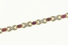 Load image into Gallery viewer, Sterling Silver Oval Ruby Diamond Accent X Chain Tennis Bracelet 7.25&quot;