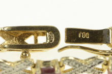 Load image into Gallery viewer, Sterling Silver Oval Ruby Diamond Accent X Chain Tennis Bracelet 7.25&quot;
