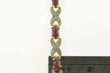 Load image into Gallery viewer, Sterling Silver Oval Ruby Diamond Accent X Chain Tennis Bracelet 7.25&quot;