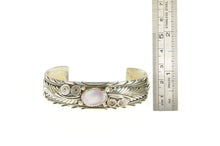 Load image into Gallery viewer, Sterling Silver E King Pink Mother of Pearl Navajo Cuff Bracelet 7.25&quot;