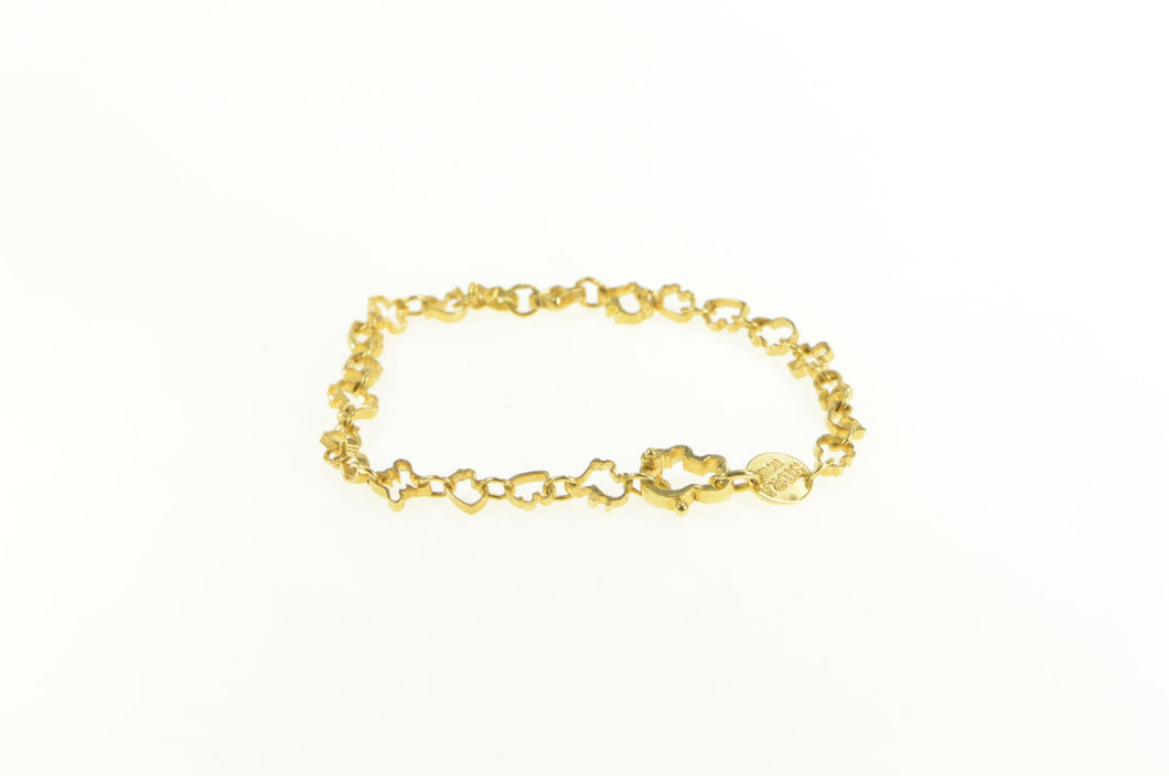 14K Butterfly Fish Bird Animal Link Chain Vintage Bracelet 6