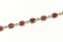 Load image into Gallery viewer, Sterling Silver Oval Ruby Diamond Accent Vintage Bracelet 7.25&quot;