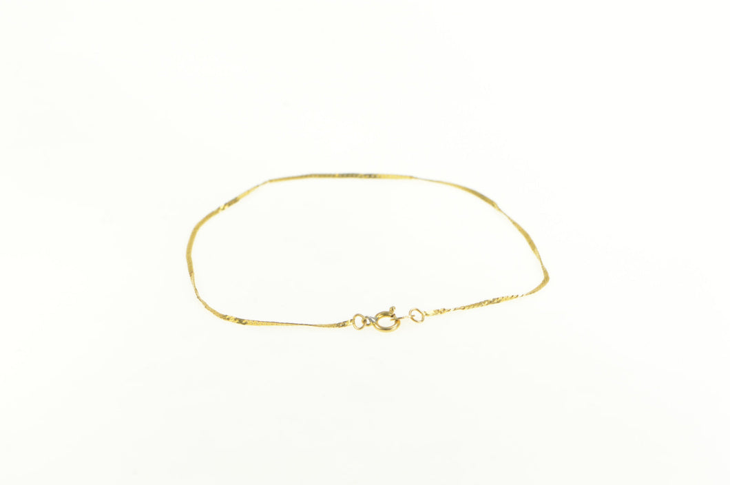 14K 1.0mm Herringbone Link Vintage Simple Chain Bracelet 7