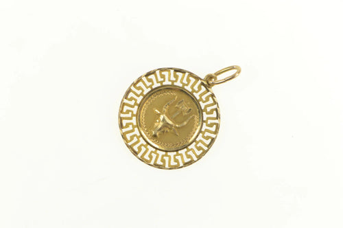 14K Greek Isle of Crete KPHTH Minotaur Round Charm/Pendant Yellow Gold