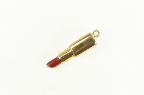 14K 3D Lipstick Make Up Fashion Accessory Beauty Charm/Pendant Yellow Gold